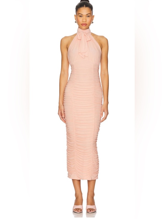 Anthropologie Dresses & Skirts - AFRM Sleeveless Halter Ruched Midi Dress in Blush NWT